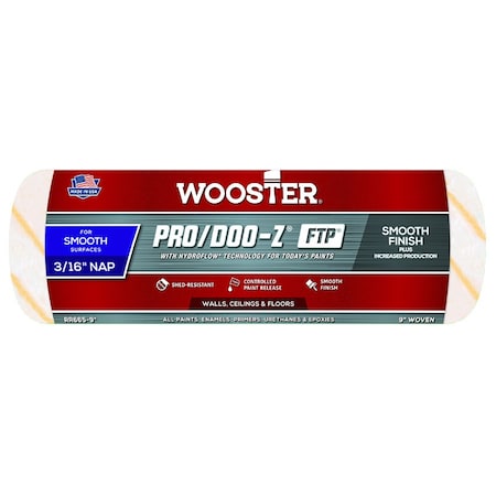 Wooster 9" Paint Roller Cover, 3/16" Nap Nap, Woven Fabric RR665